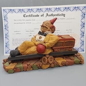 Vintage 1994 Tom Clark Gnome P.T. Circus Train Clown #33 Fantasy Children COA